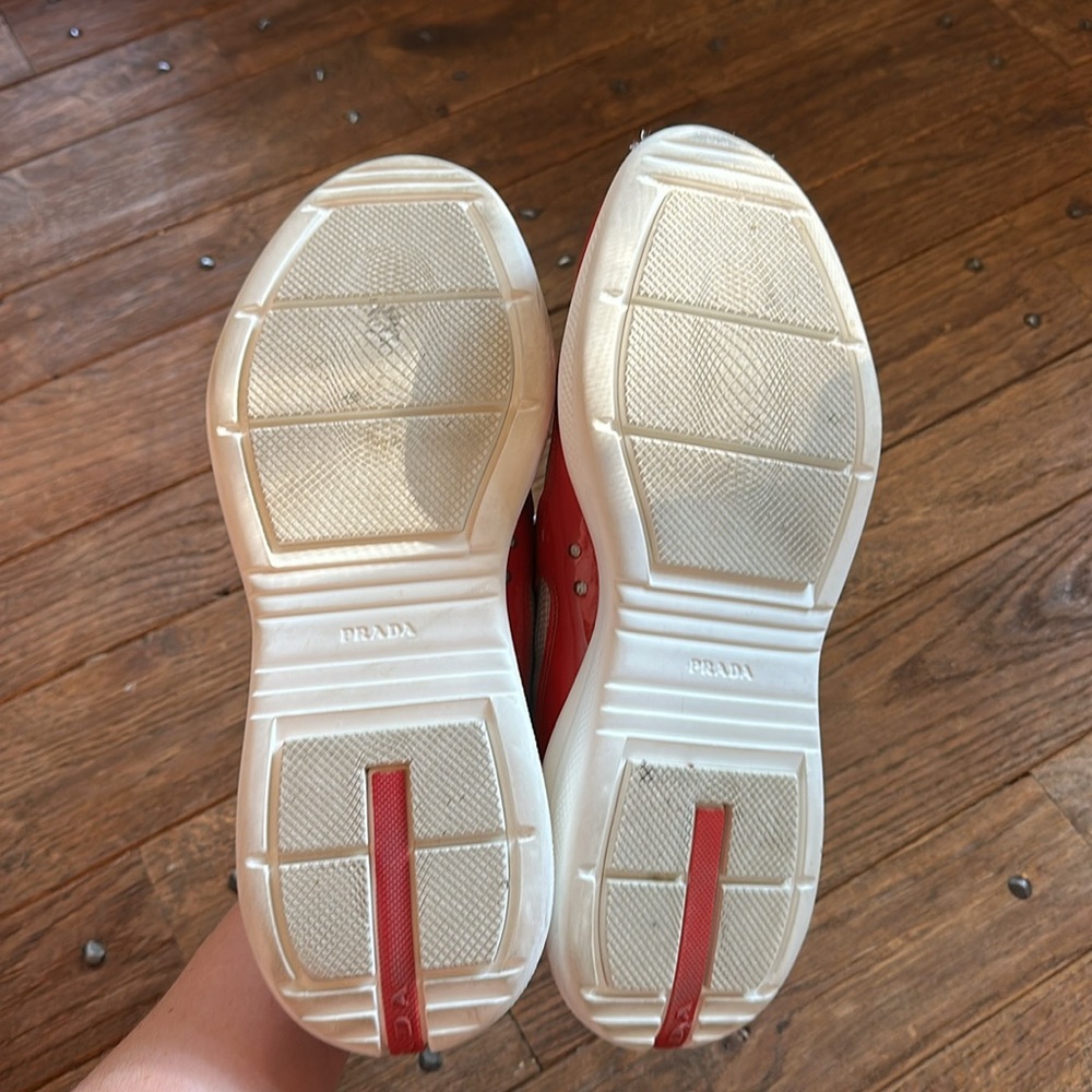 Prada Red and White Sneakers Athletic Design - Picture 4 of 4